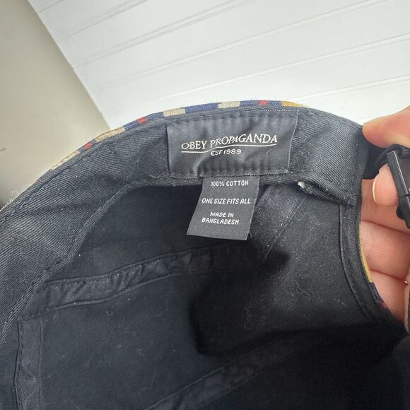 OBEY Propaganda Tribal Nation Adjustable 5-Panel Hat Navy Blue Strapback Cap - Picture 7 of 8